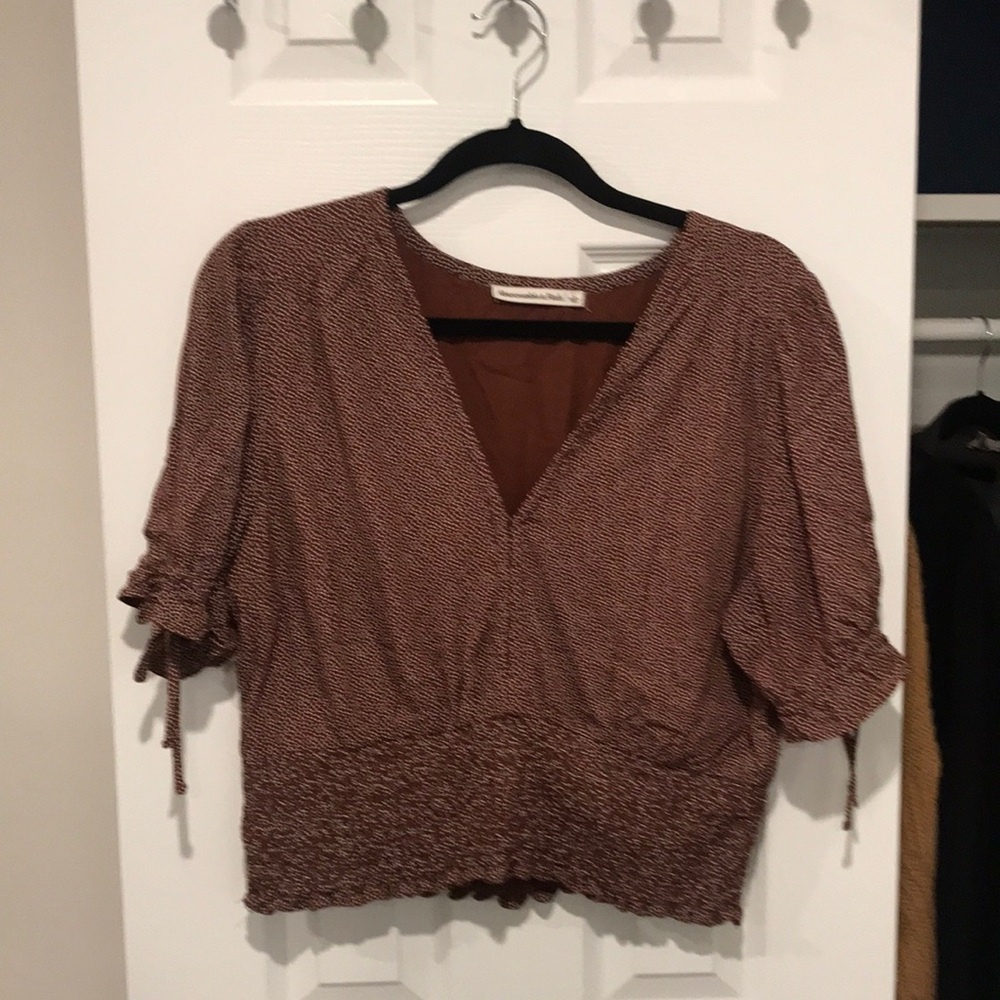 Abercrombie & Fitch Brown Polka Dot Smocked top